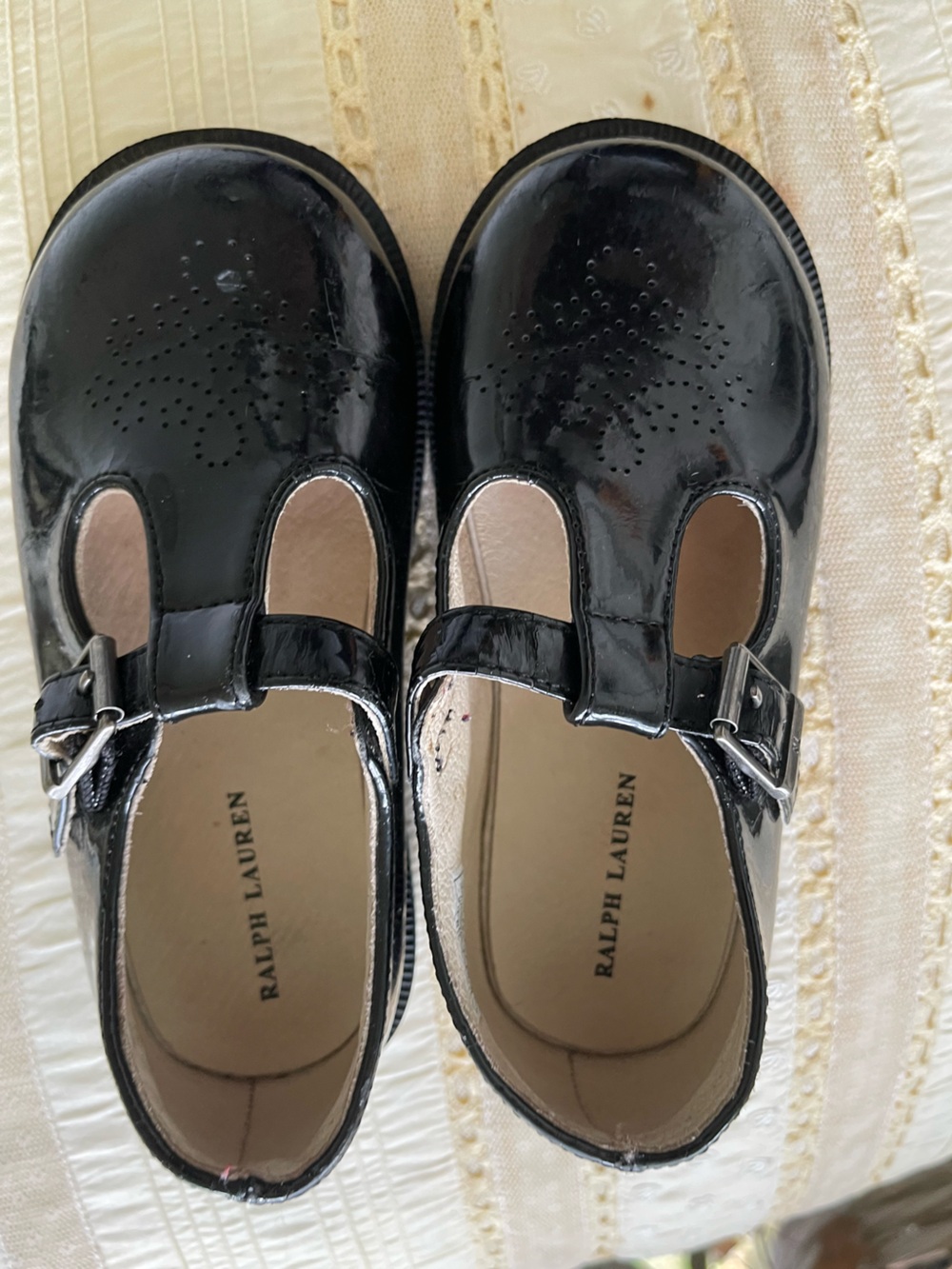 Ralph Lauren Toddler Girls size 8 Mary Jane Shoes Black Leather School Flat